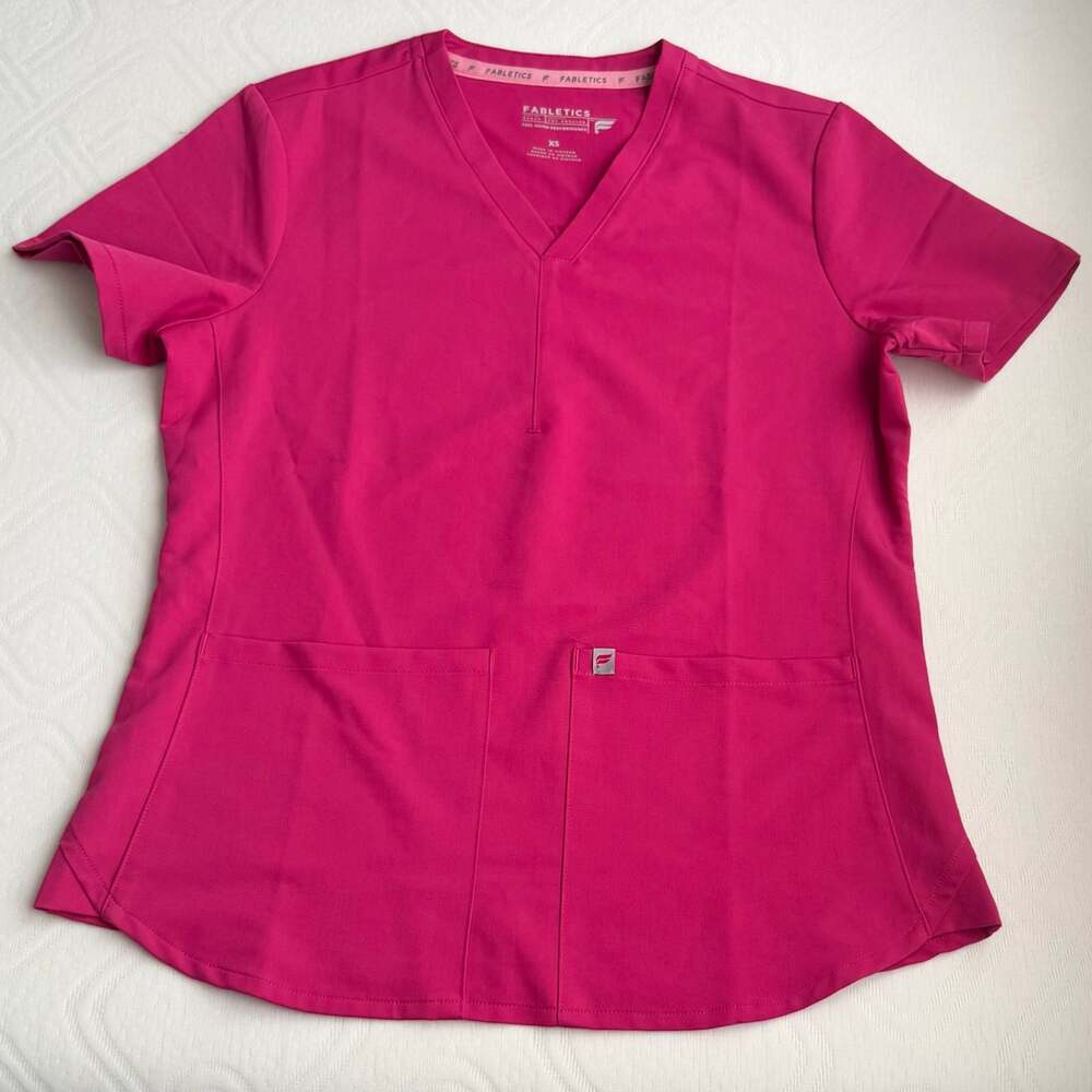 Fabletics Method Flex Women's V-Neck Scrub Top in Pink